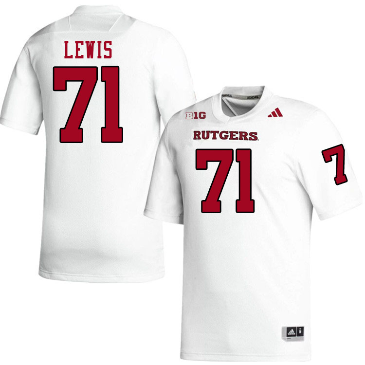 Men #71 Aaron Lewis Rutgers Scarlet Knights 2024 College Football Jerseys Stitched-White